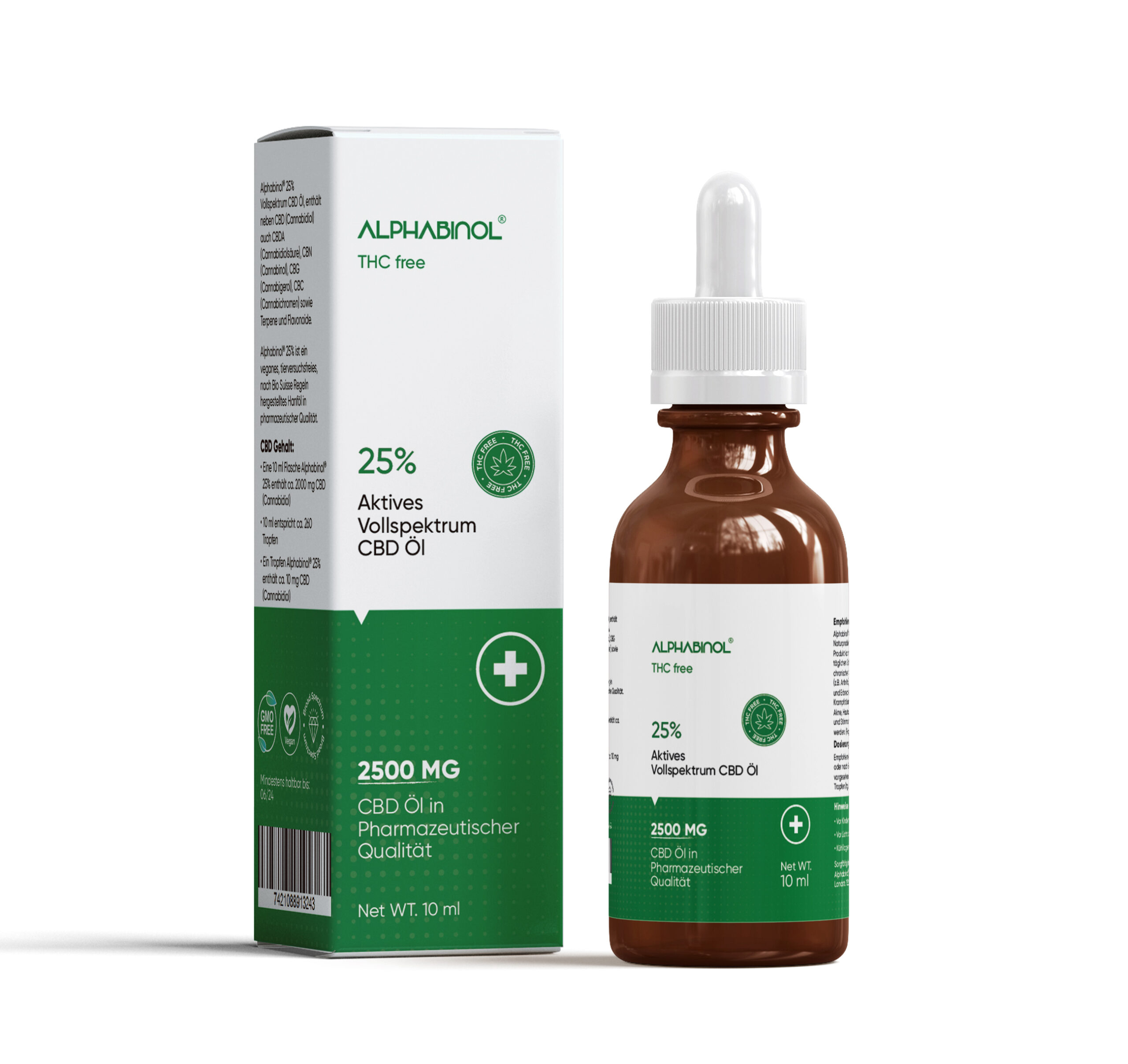 ALPHABINOL® 25% 2500 mg THC-frei Premium Vollspektrum Öl 10 ml ALPHABINOL® 25% 2500 mg THC-frei Premium Vollspektrum Öl 10 ml