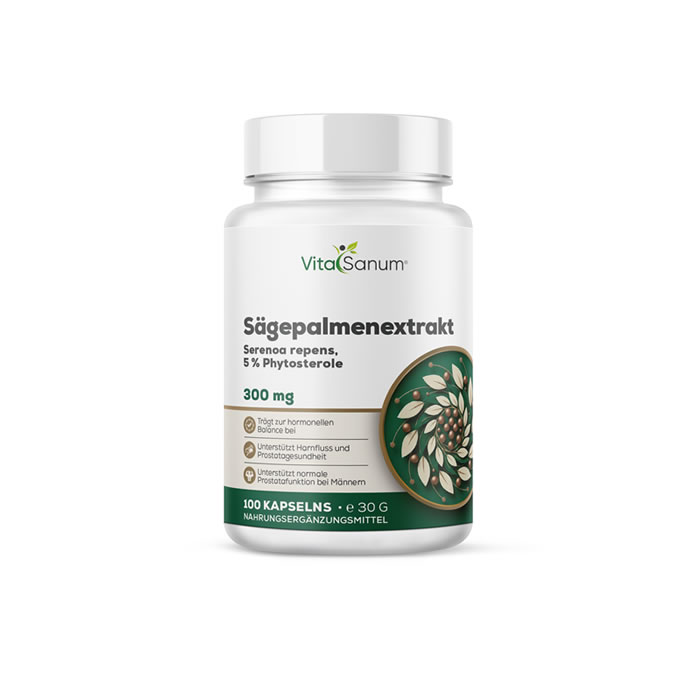 VitaSanum® Sägepalmenextrakt 300 mg – Serenoa repens · 5 % Phytosterole VitaSanum® Sägepalmenextrakt 300 mg – Serenoa repens · 5 % Phytosterole